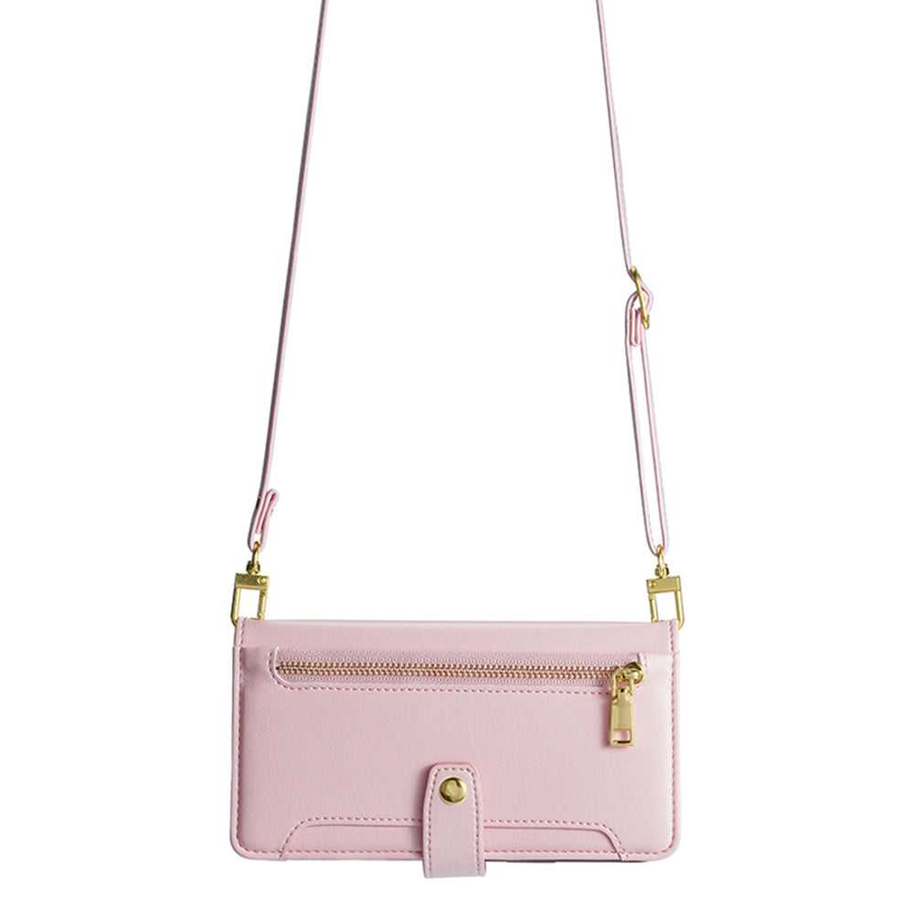 For Samsung Galaxy S24 Case Magnetic Drop-proof Cover Leather Stand Cover with 2 Straps