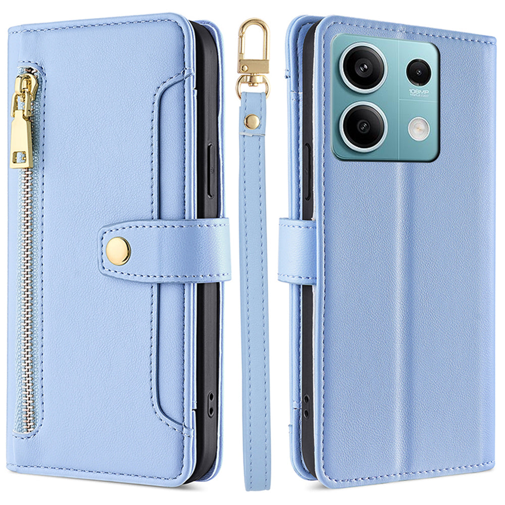 For Xiaomi Redmi Note 13 4G Cover Drop-proof Protection Leather Phone Case with 2 Straps