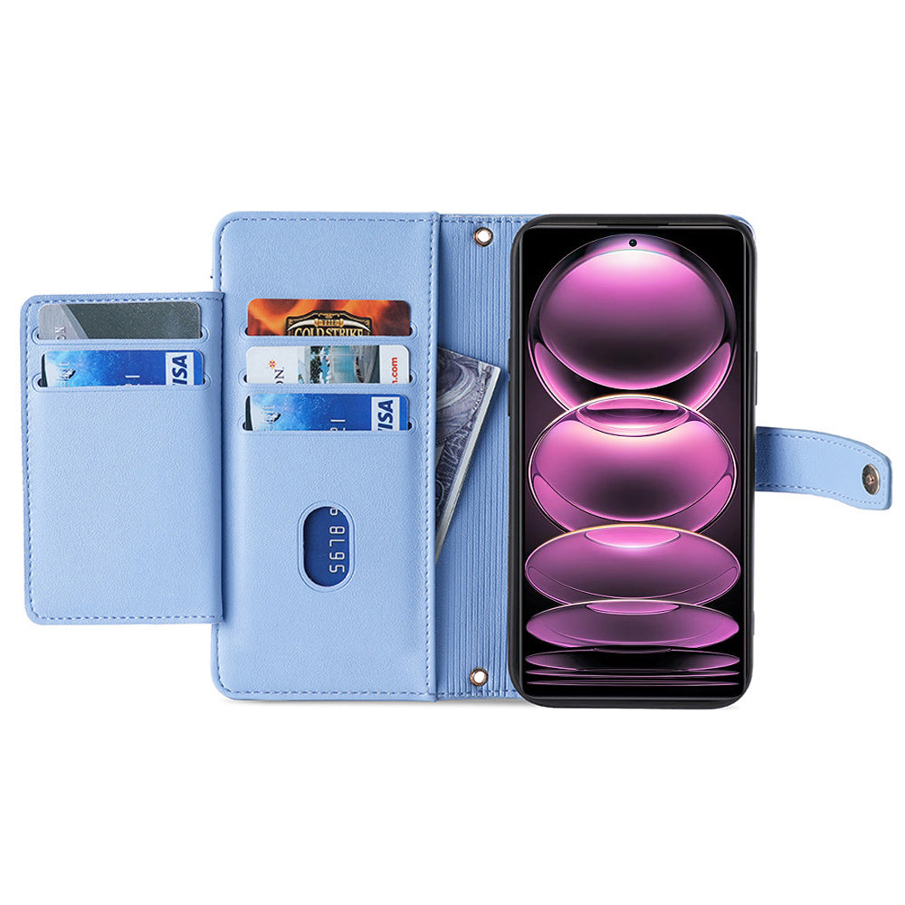 For Xiaomi Redmi Note 13 4G Cover Drop-proof Protection Leather Phone Case with 2 Straps