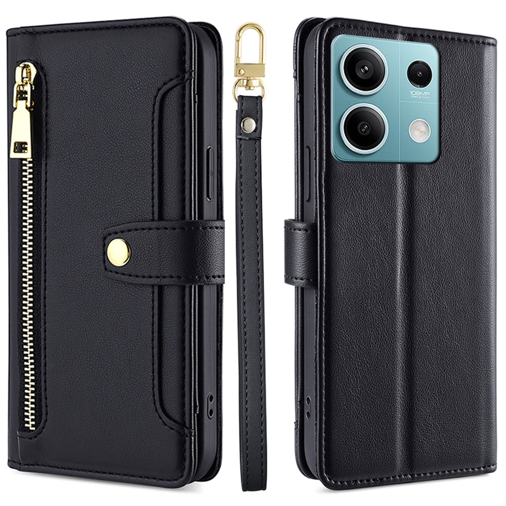 For Xiaomi Redmi Note 13 4G Cover Drop-proof Protection Leather Phone Case with 2 Straps