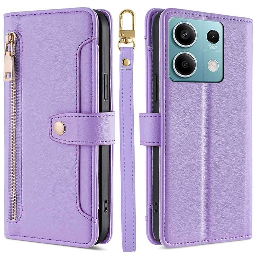 For Xiaomi Redmi Note 13 4G Cover Drop-proof Protection Leather Phone Case with 2 Straps