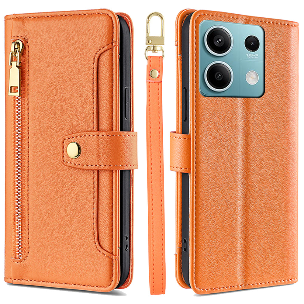 For Xiaomi Redmi Note 13 4G Cover Drop-proof Protection Leather Phone Case with 2 Straps