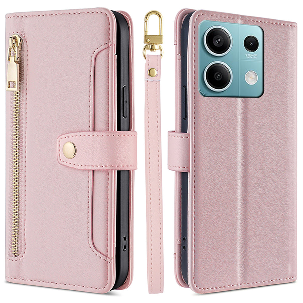 For Xiaomi Redmi Note 13 4G Cover Drop-proof Protection Leather Phone Case with 2 Straps