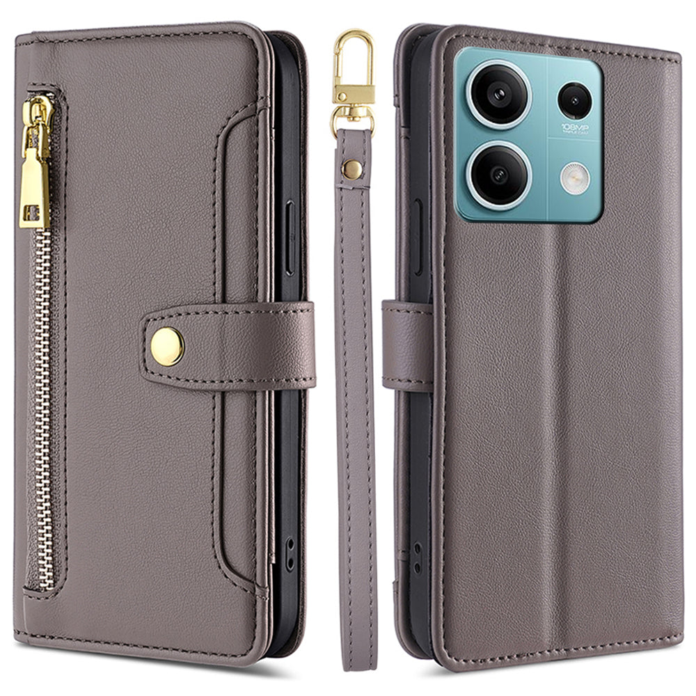 For Xiaomi Redmi Note 13 4G Cover Drop-proof Protection Leather Phone Case with 2 Straps