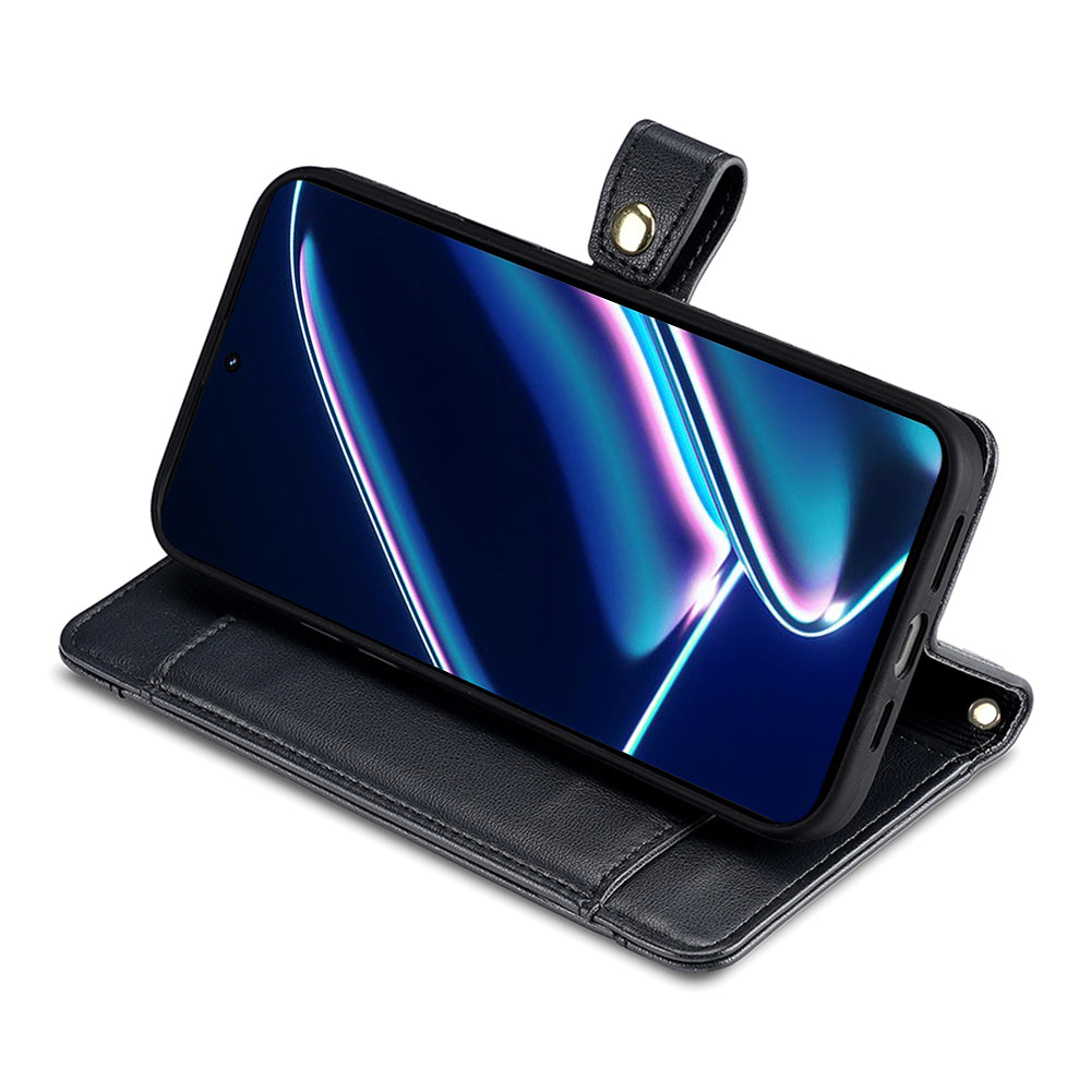 For Realme GT5 Pro 5G Cell Phone Case Zipper Pocket Wallet Leather Card Holder with 2 Straps