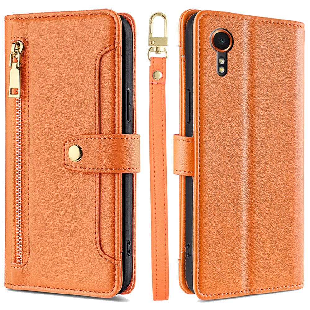 For Samsung Galaxy Xcover7 Wallet Case Shockproof Leather Phone Cover with 2 Straps
