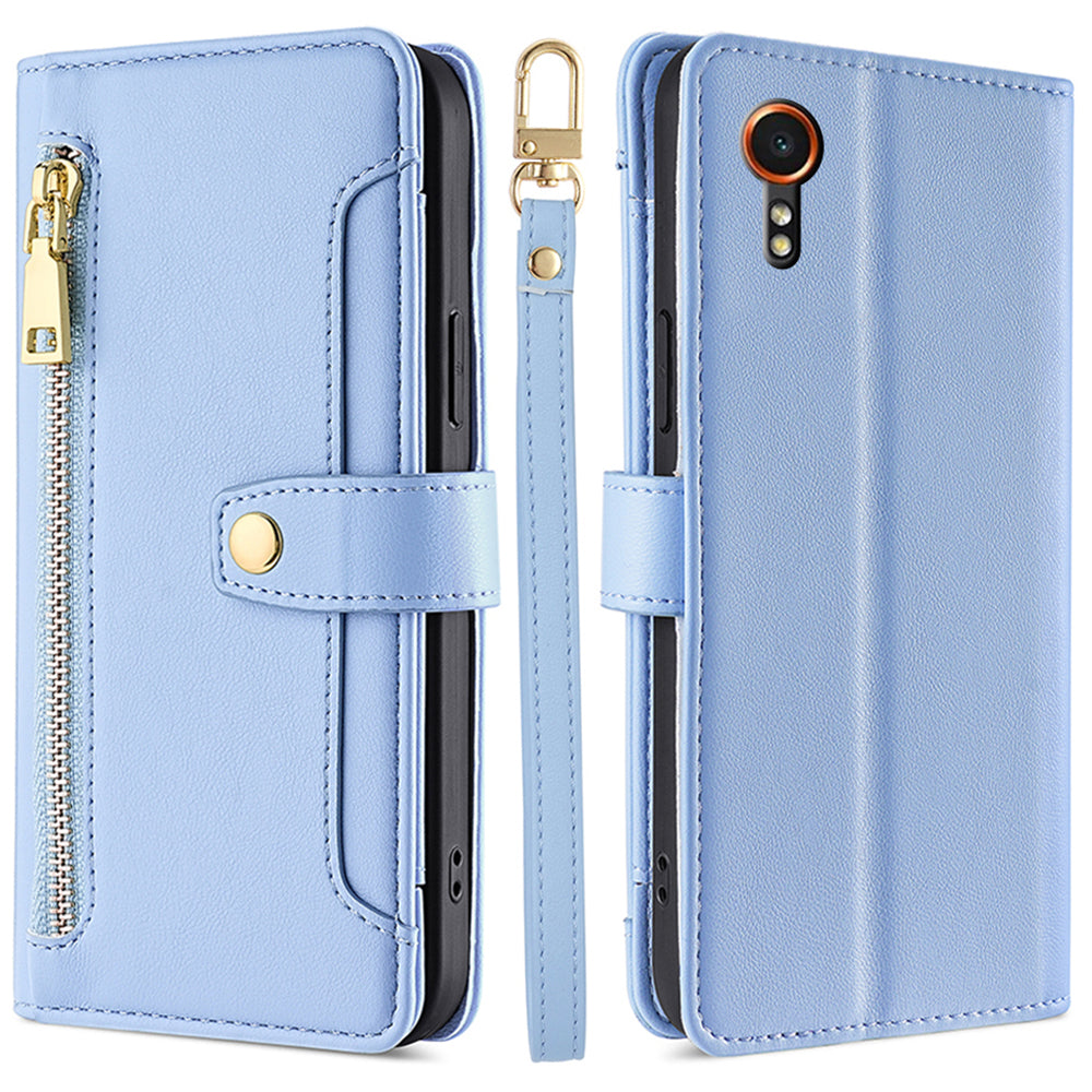 For Samsung Galaxy Xcover7 Wallet Case Shockproof Leather Phone Cover with 2 Straps