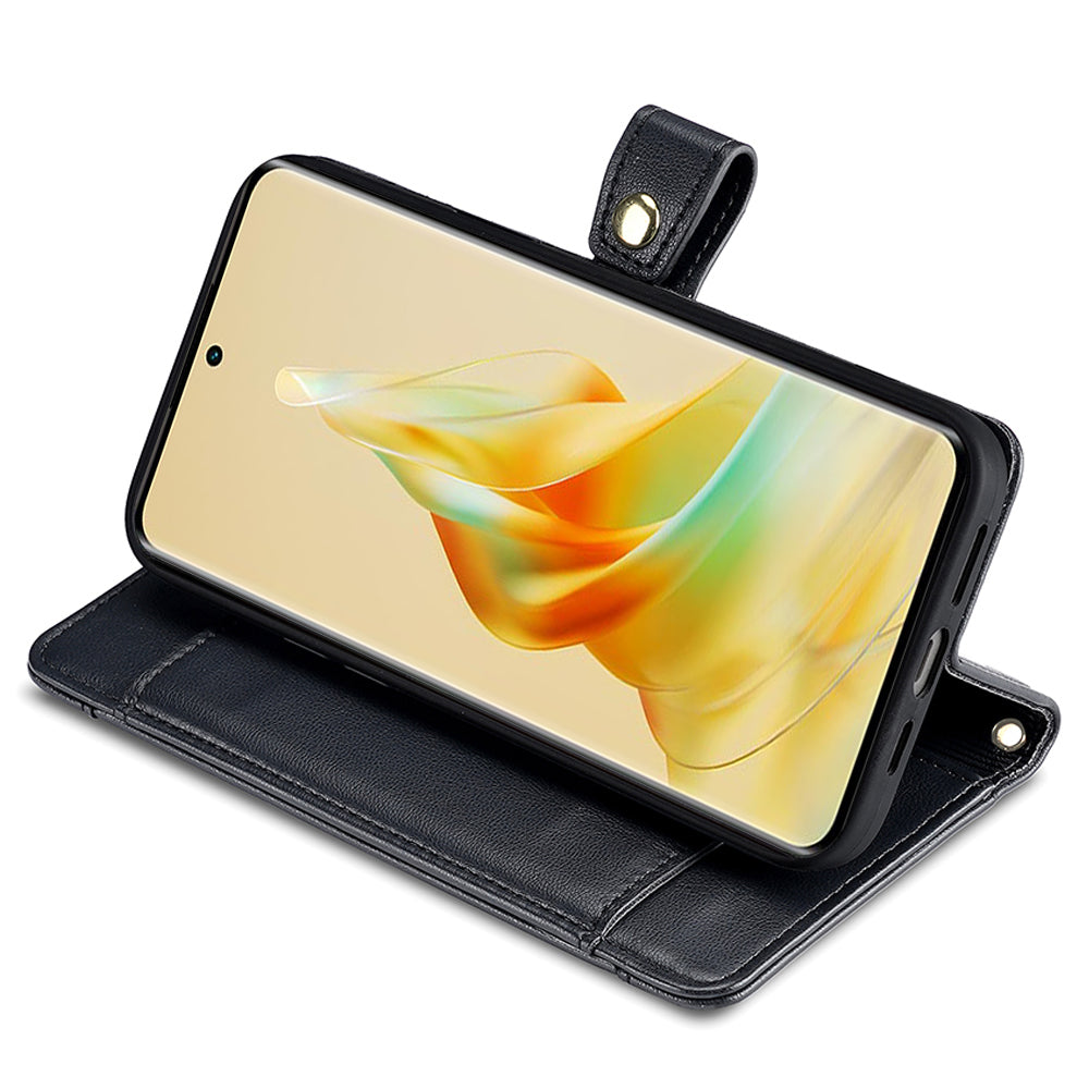 For Oppo Find X7 5G Leather Case Zipper Pocket Wallet Phone Cover with 2 Straps