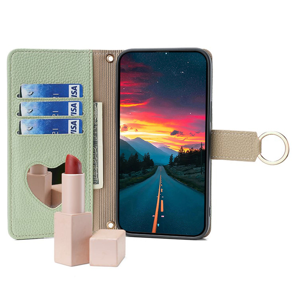 For Oppo Find X7 Ultra Makeup Mirror Zipper Pocket Phone Cover Anti-fall Case with Shoulder Strap