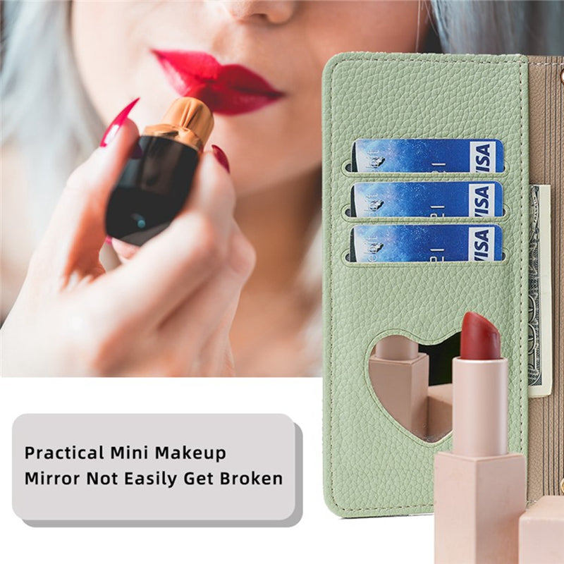 For Oppo Find X7 Ultra Makeup Mirror Zipper Pocket Phone Cover Anti-fall Case with Shoulder Strap
