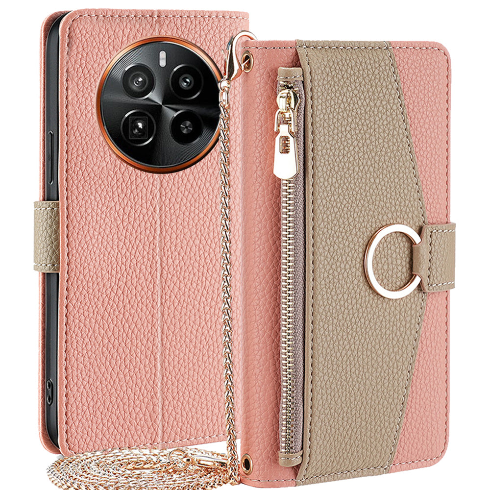 For Realme GT5 Pro 5G Crossbody Case PU Leather Makeup Mirror Phone Cover