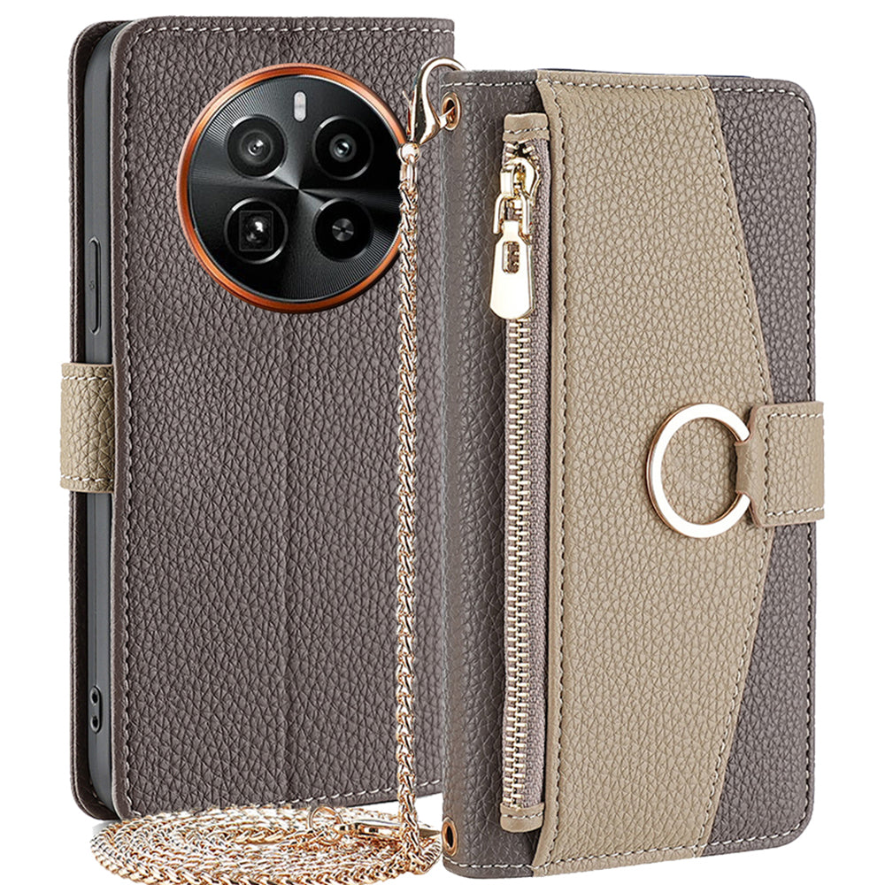 For Realme GT5 Pro 5G Crossbody Case PU Leather Makeup Mirror Phone Cover