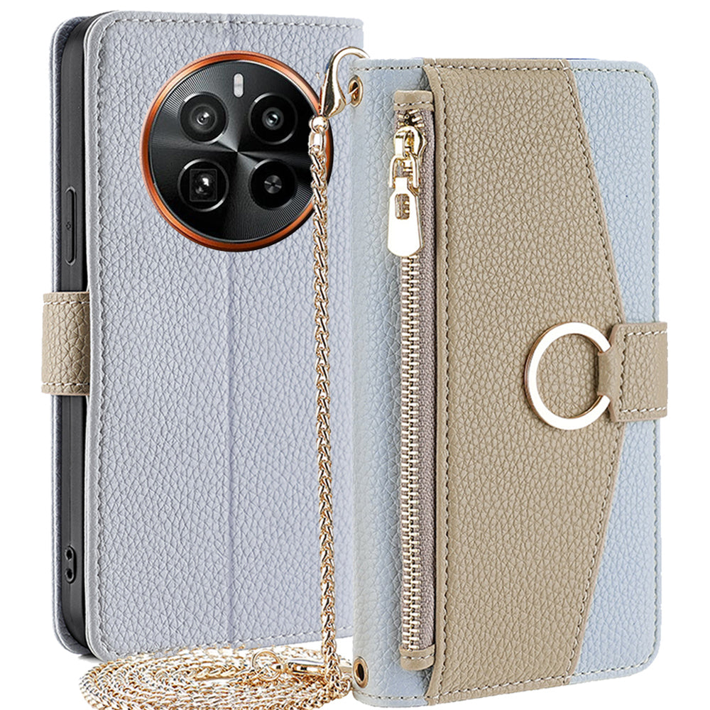 For Realme GT5 Pro 5G Crossbody Case PU Leather Makeup Mirror Phone Cover