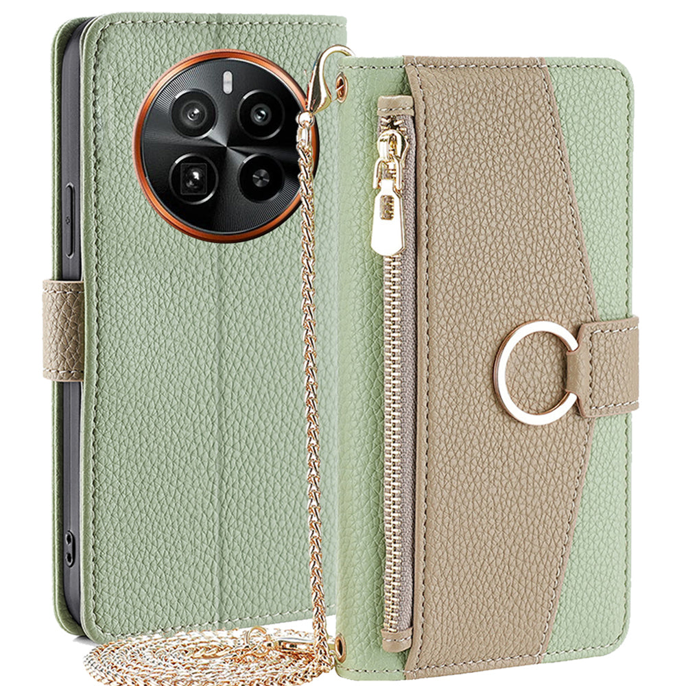 For Realme GT5 Pro 5G Crossbody Case PU Leather Makeup Mirror Phone Cover