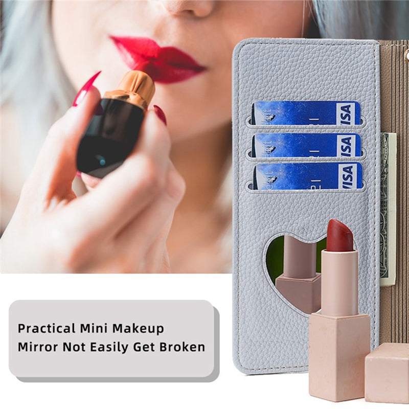 For Huawei nova 12 5G Case with Makeup Mirror PU Leather Zipper Pocket Phone Cover