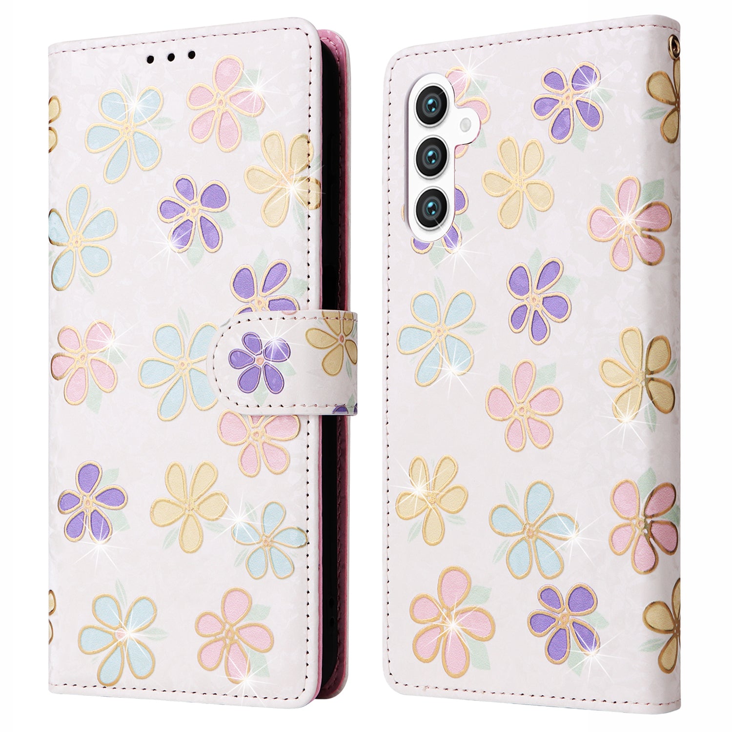 For Samsung Galaxy S24+ Case RFID Blocking Lacquered Floral Leather Phone Cover
