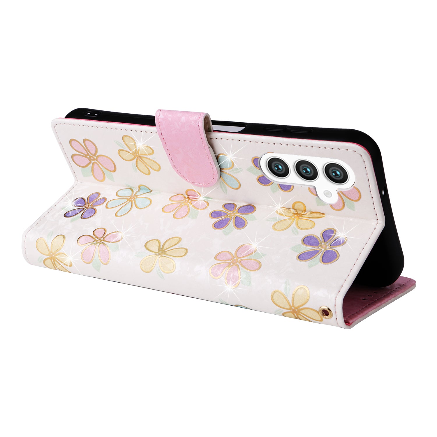 For Samsung Galaxy S24+ Case RFID Blocking Lacquered Floral Leather Phone Cover