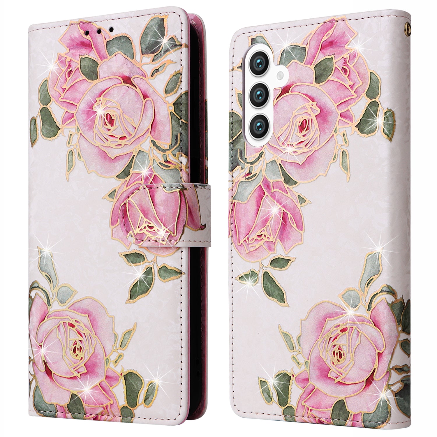 For Samsung Galaxy S24+ Case RFID Blocking Lacquered Floral Leather Phone Cover