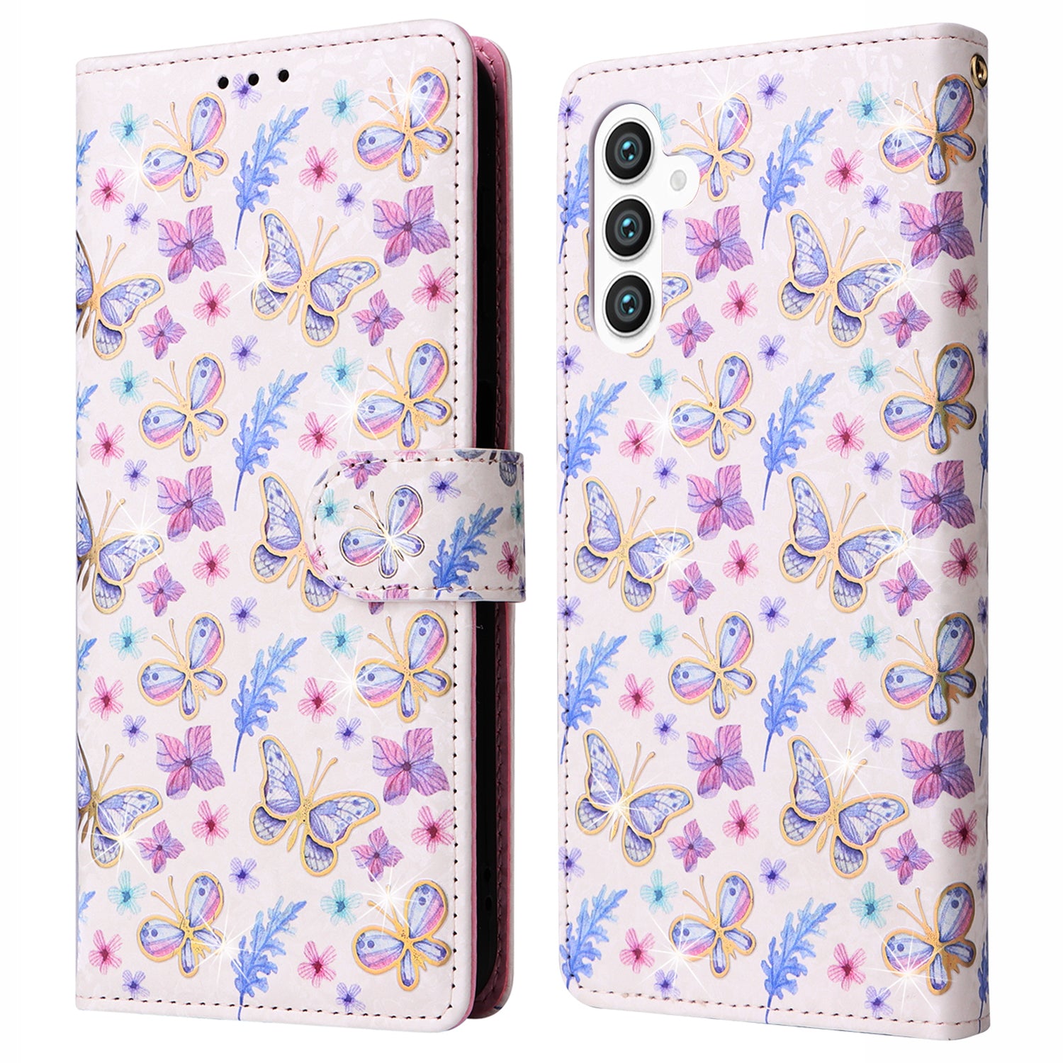 For Samsung Galaxy S24+ Case RFID Blocking Lacquered Floral Leather Phone Cover