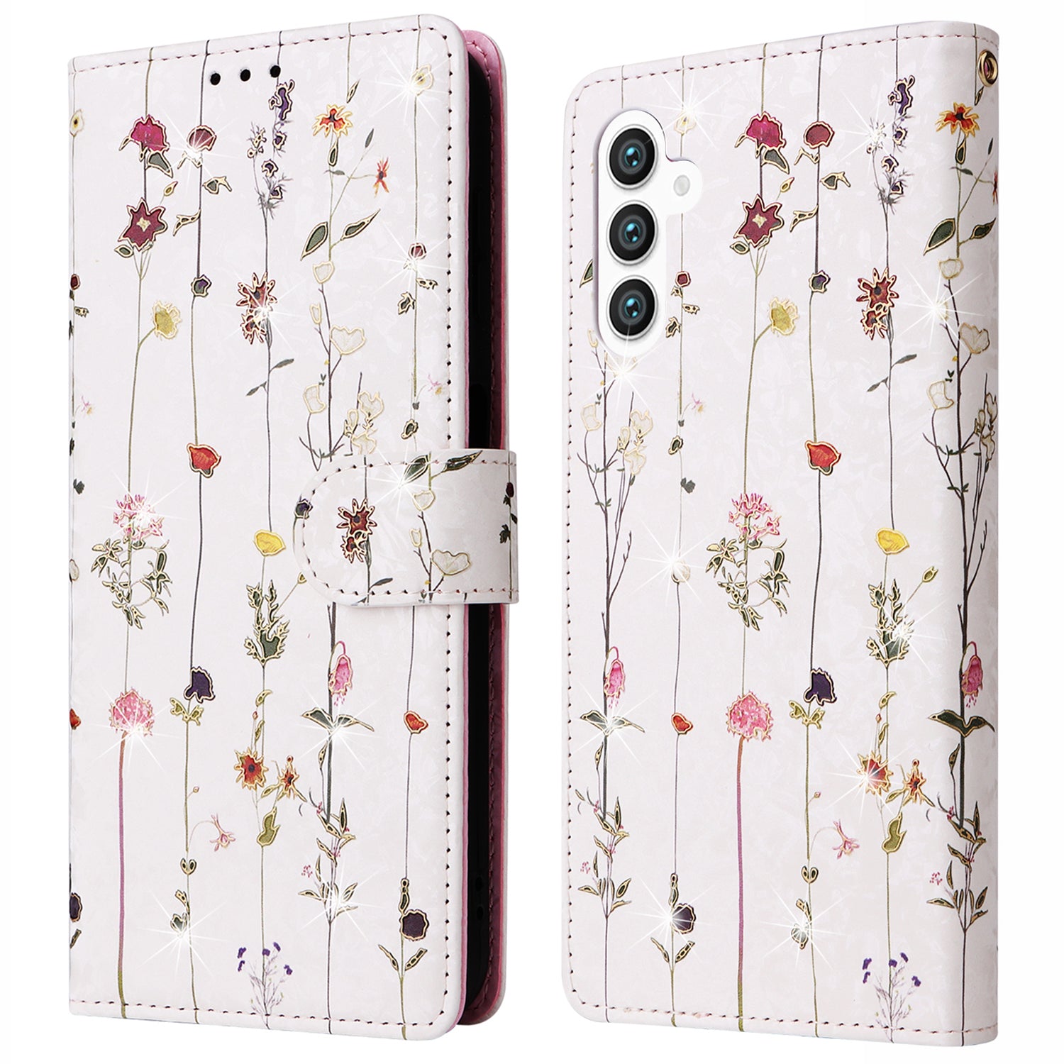For Samsung Galaxy S24+ Case RFID Blocking Lacquered Floral Leather Phone Cover