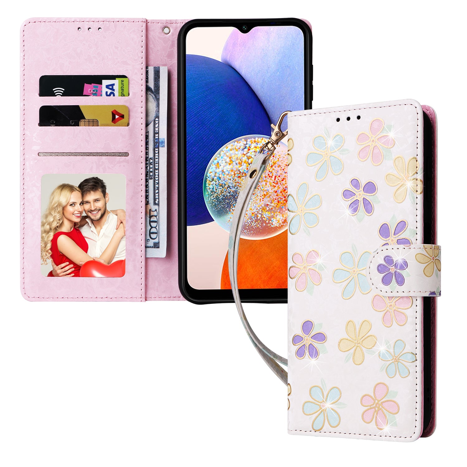 For Samsung Galaxy A15 4G / 5G Leather Case RFID Blocking Flip Folio Lacquered Phone Cover