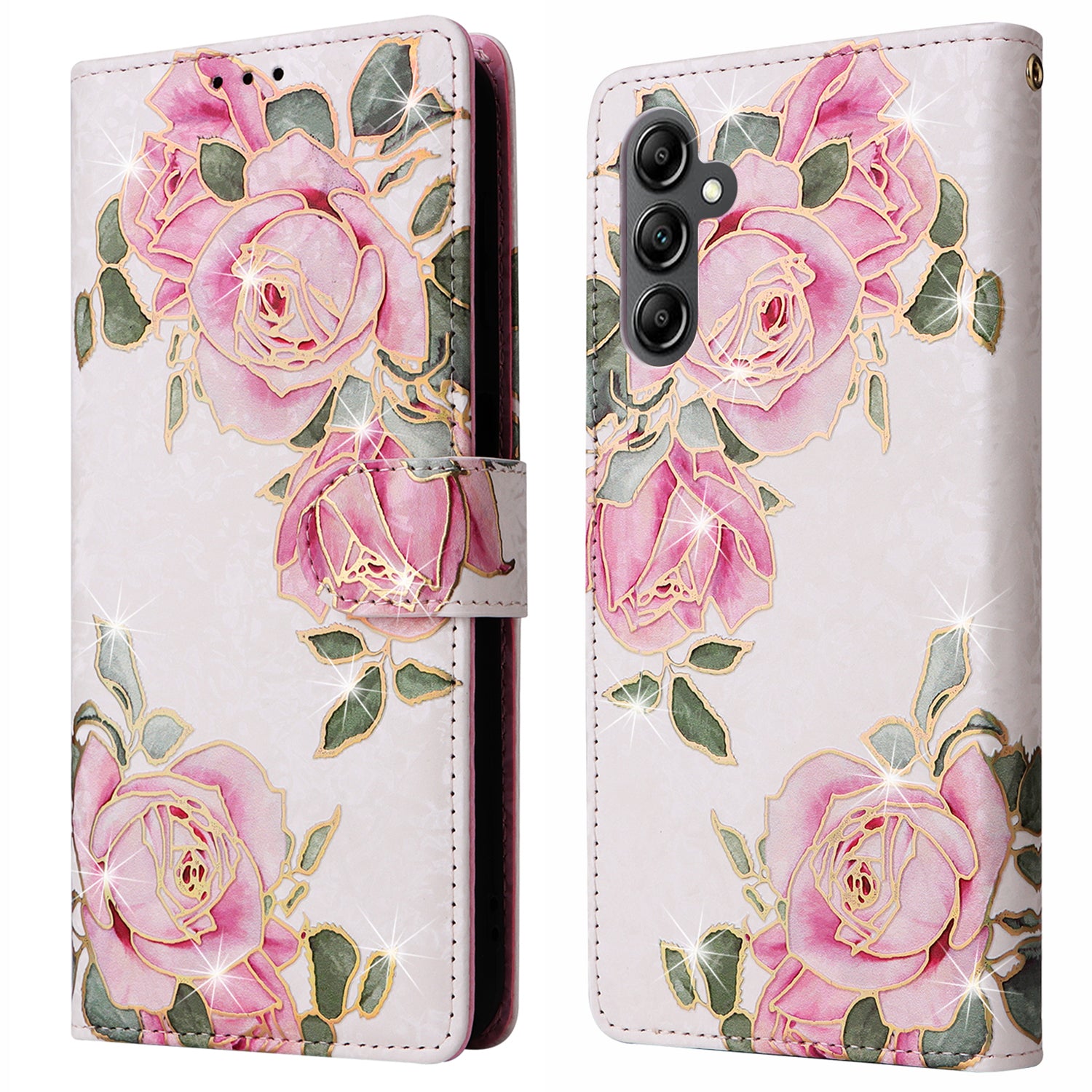 For Samsung Galaxy A15 4G / 5G Leather Case RFID Blocking Flip Folio Lacquered Phone Cover