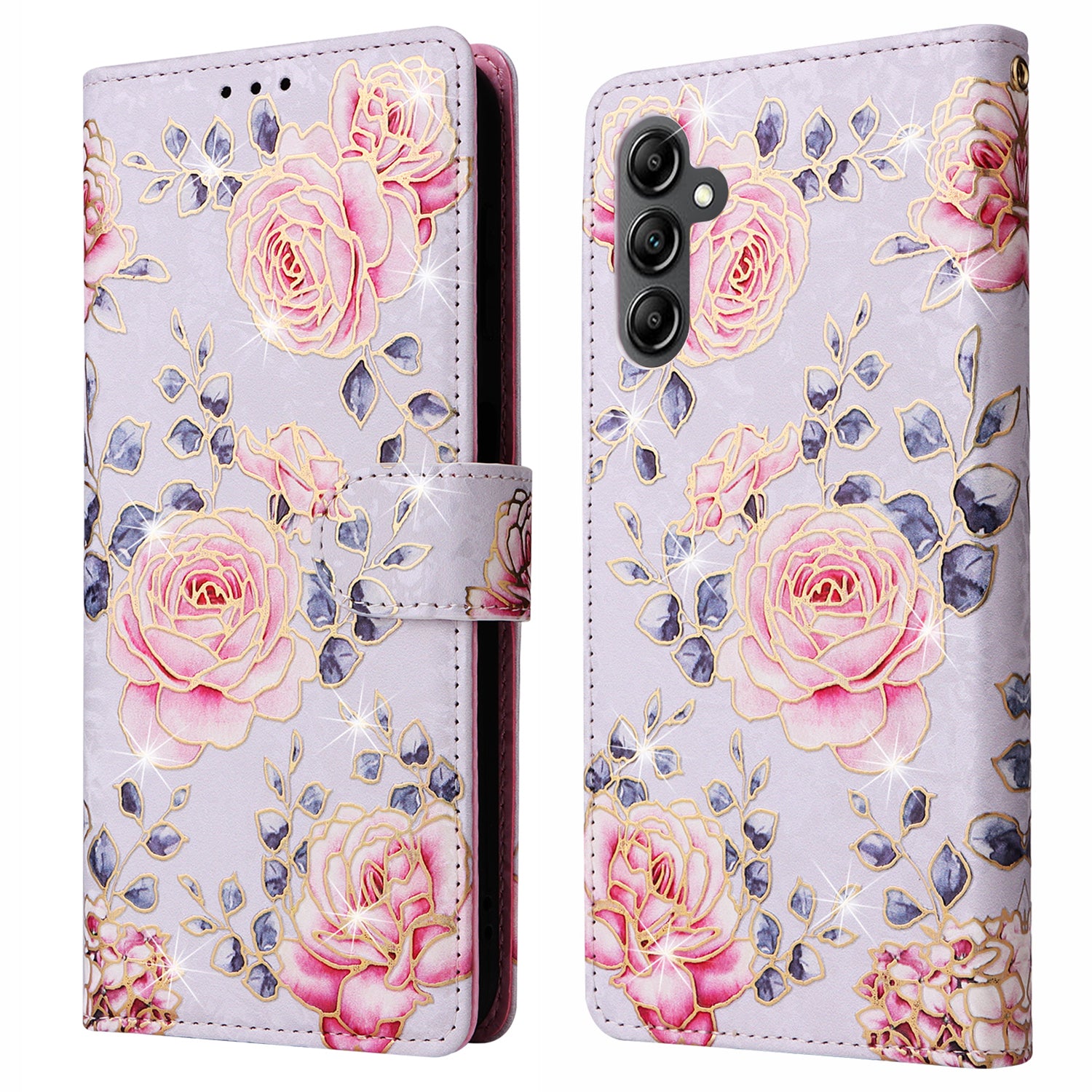 For Samsung Galaxy A15 4G / 5G Leather Case RFID Blocking Flip Folio Lacquered Phone Cover