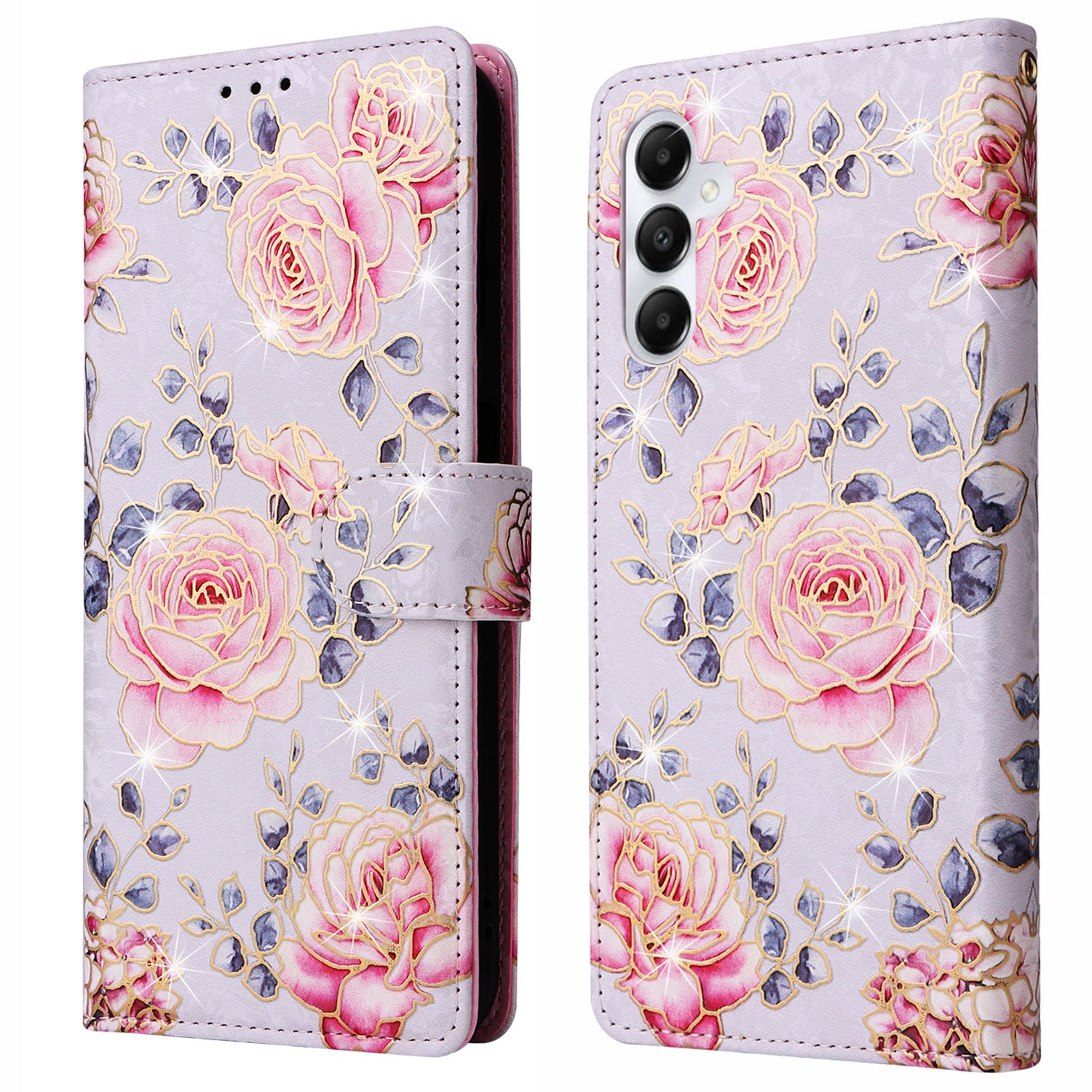 For Samsung Galaxy A05s 4G Case Floral Aesthetic RFID Blocking Leather Phone Cover