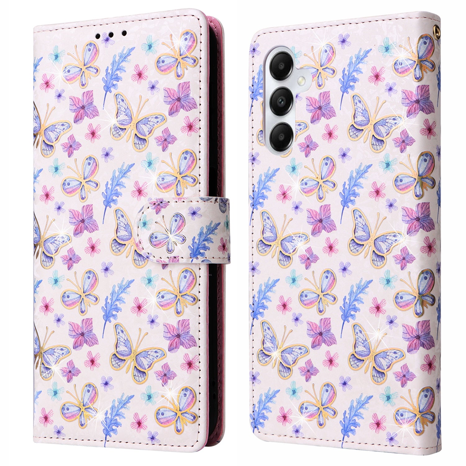 For Samsung Galaxy A05s 4G Case Floral Aesthetic RFID Blocking Leather Phone Cover