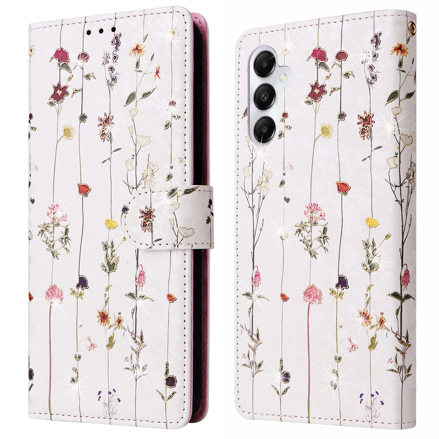 For Samsung Galaxy A05s 4G Case Floral Aesthetic RFID Blocking Leather Phone Cover