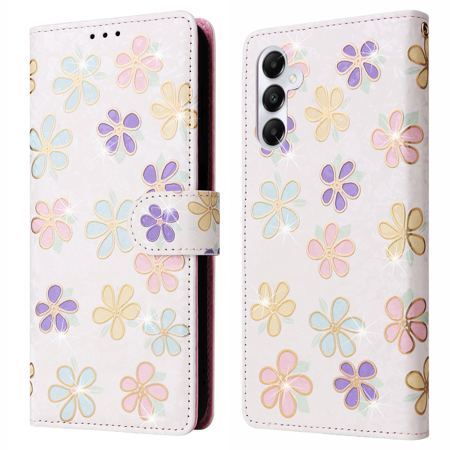 For Samsung Galaxy A05s 4G Case Floral Aesthetic RFID Blocking Leather Phone Cover