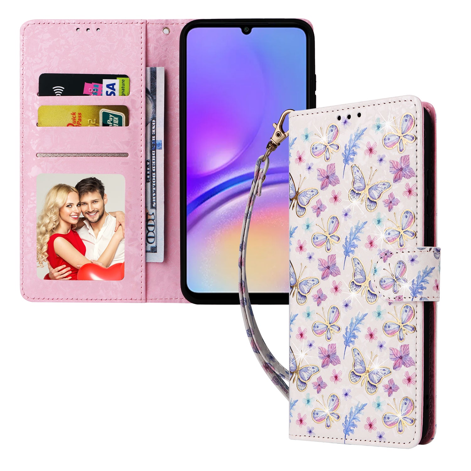 For Samsung Galaxy A05 4G Case RFID Blocking Lacquered Design Leather Flip Phone Cover