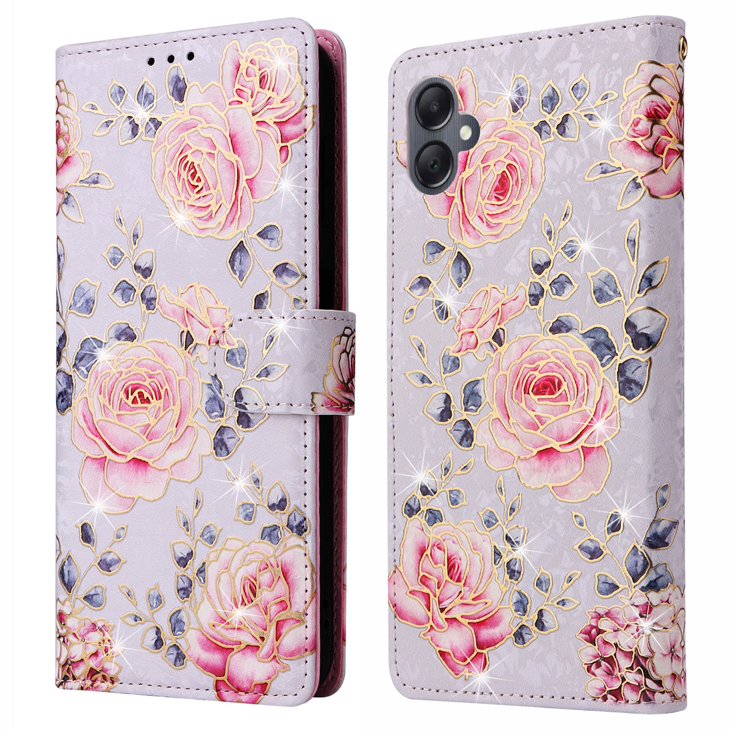 For Samsung Galaxy A05 4G Case RFID Blocking Lacquered Design Leather Flip Phone Cover