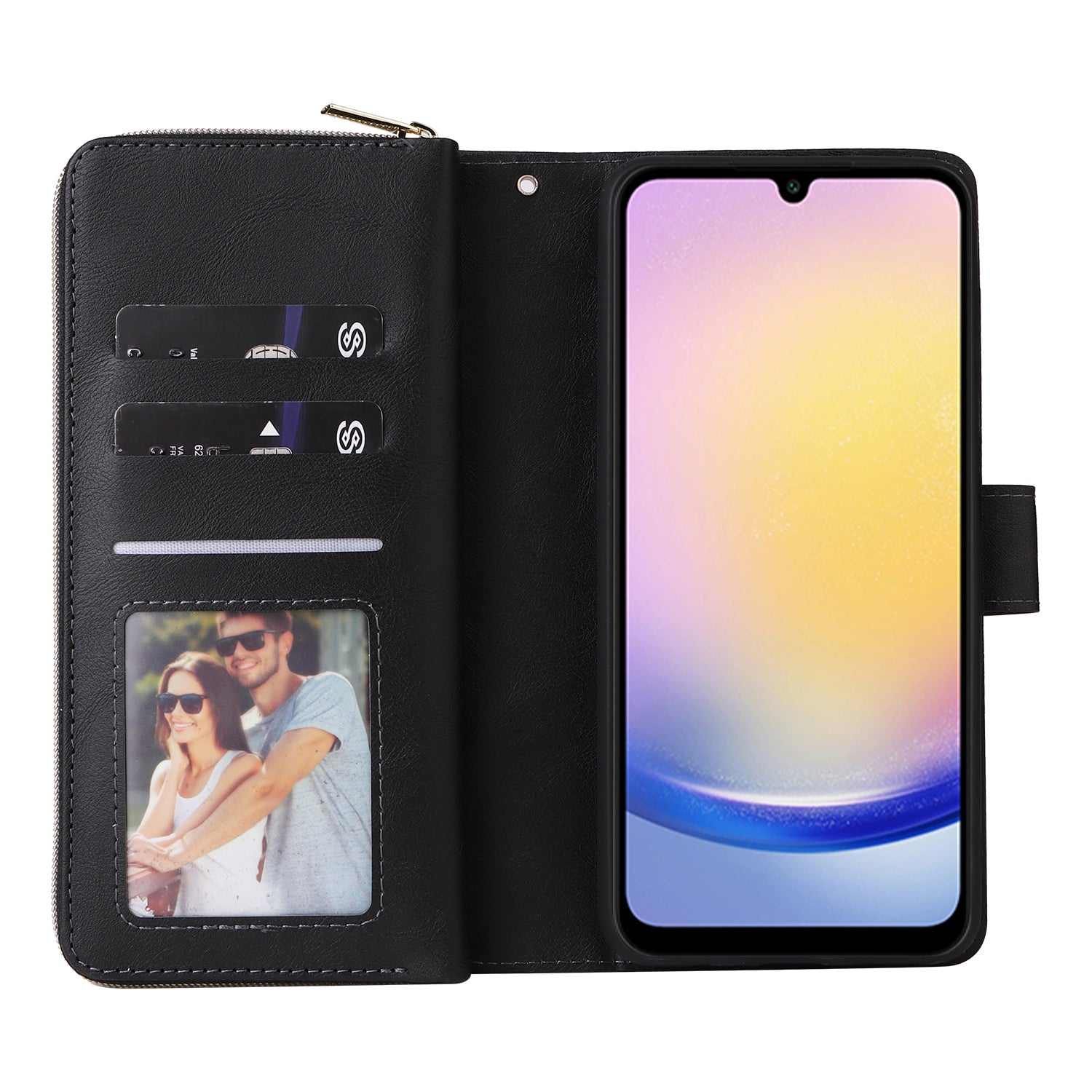 For Samsung Galaxy A25 5G (Global) (161.0 x 76.5 x 8.3mm) Case Card Slots Zipper Wallet Leather Phone Cover