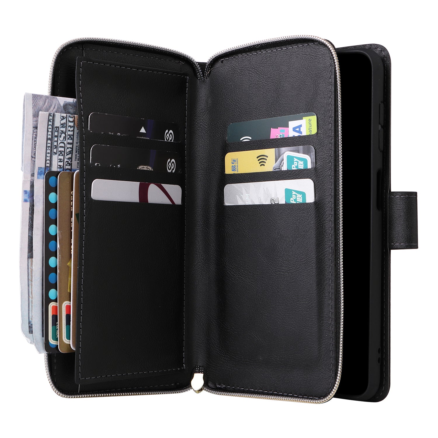 For Samsung Galaxy A25 5G (Global) (161.0 x 76.5 x 8.3mm) Case Card Slots Zipper Wallet Leather Phone Cover
