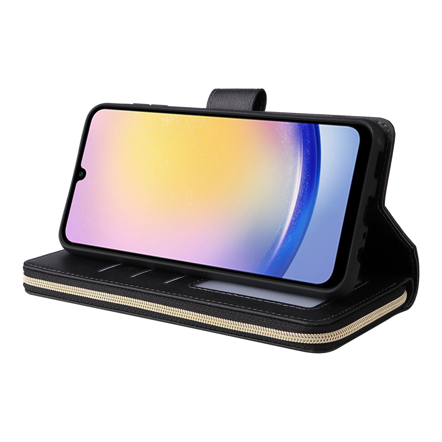 For Samsung Galaxy A25 5G (Global) (161.0 x 76.5 x 8.3mm) Case Card Slots Zipper Wallet Leather Phone Cover