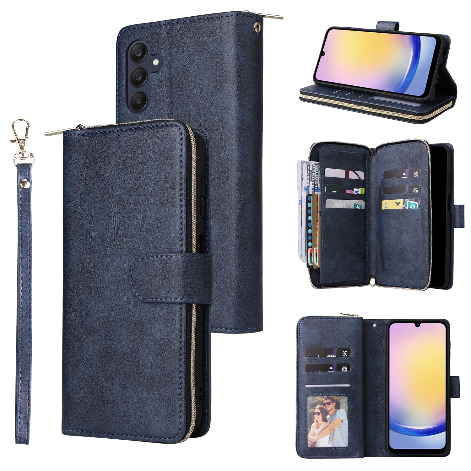 For Samsung Galaxy A25 5G (Global) (161.0 x 76.5 x 8.3mm) Case Card Slots Zipper Wallet Leather Phone Cover