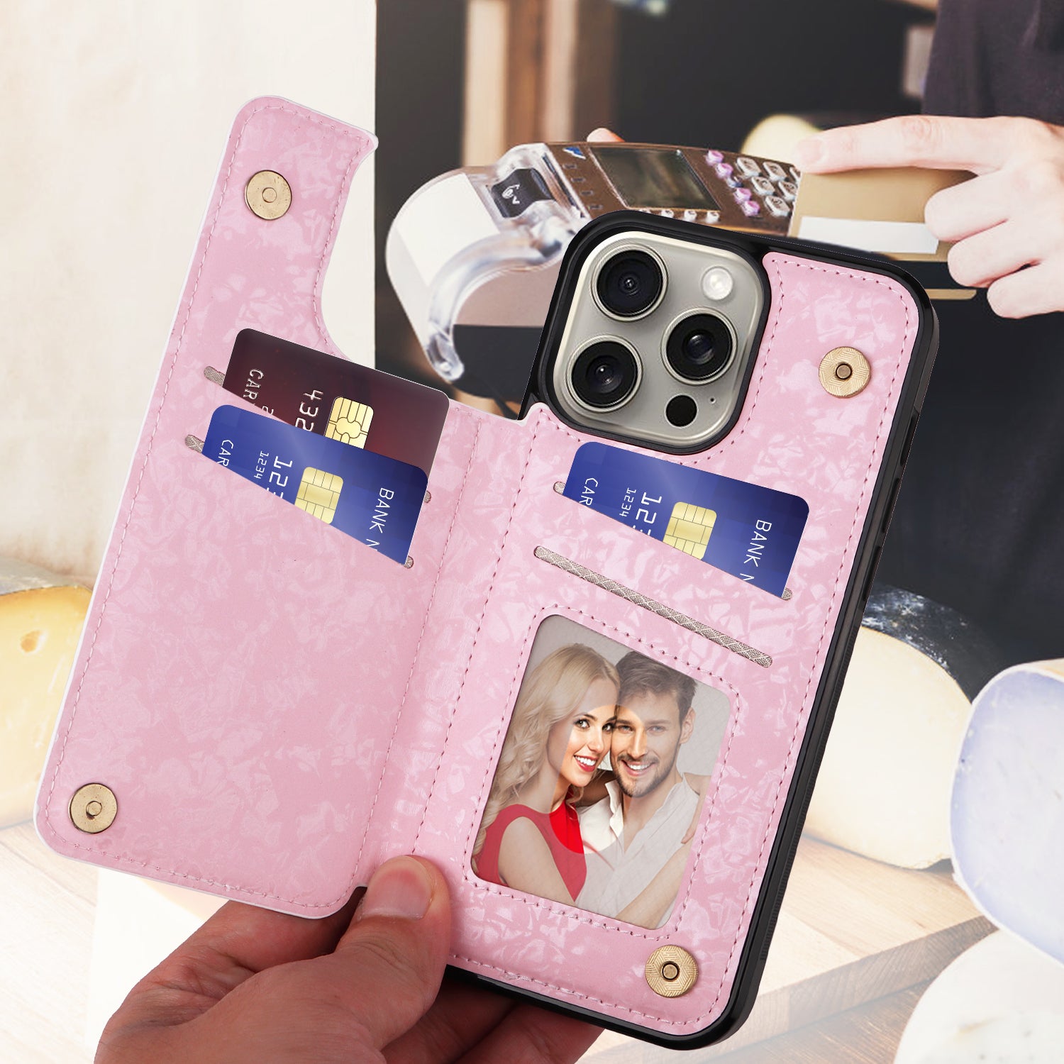 For iPhone 15 Pro Max Shockproof Case Drop-Proof Kickstand Phone Shell