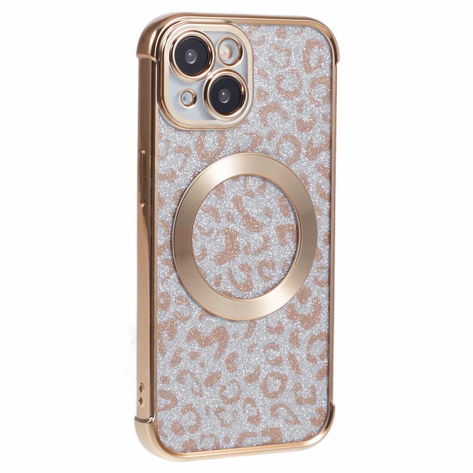 HRF Series for iPhone 13 Magnetic Case Leopard Phone TPU Cover Electroplating Edge
