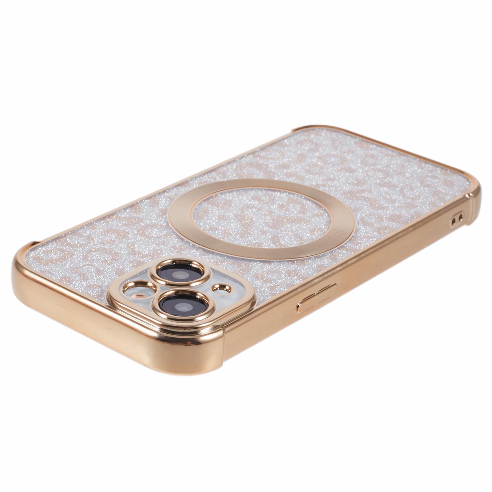 HRF Series for iPhone 13 Magnetic Case Leopard Phone TPU Cover Electroplating Edge