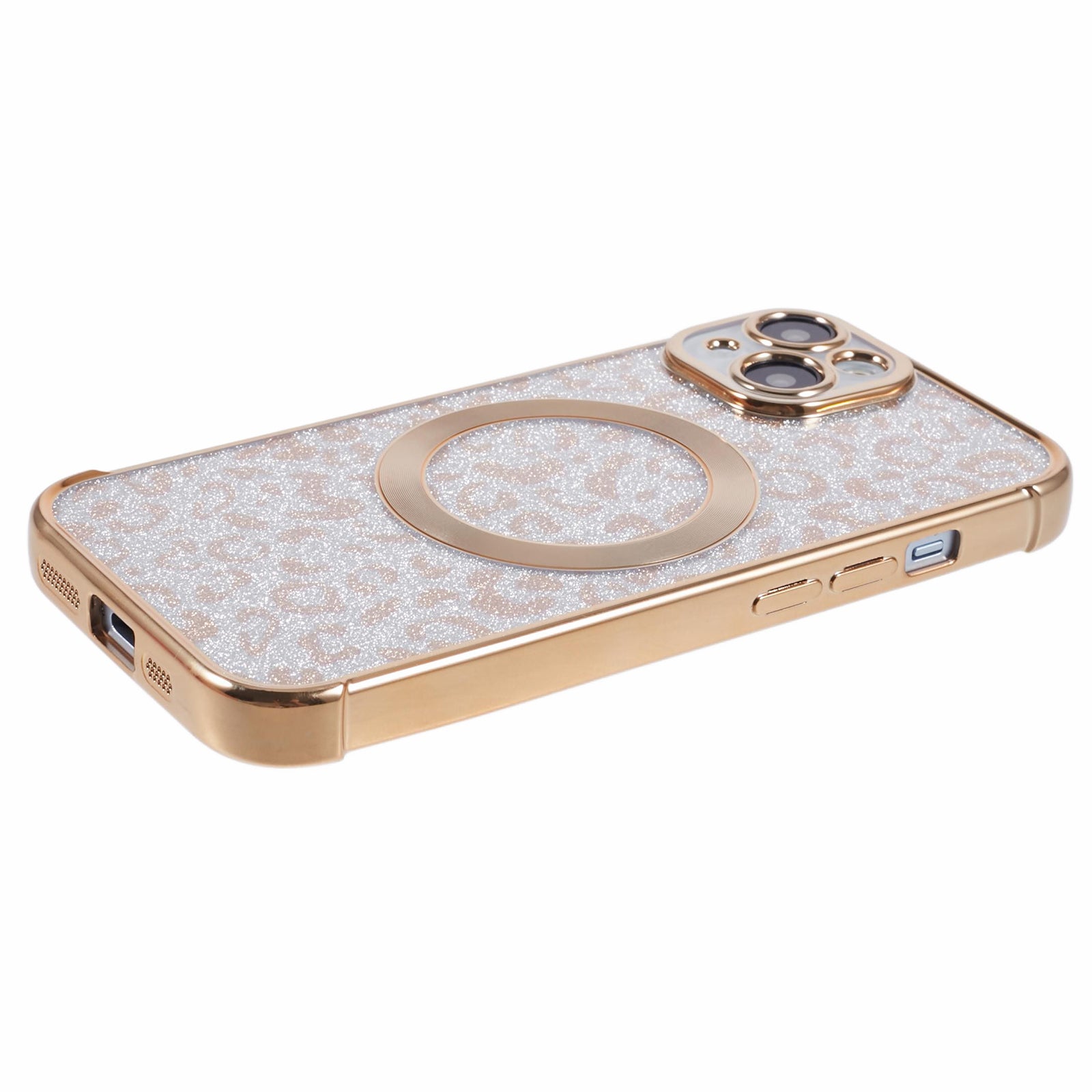 HRF Series for iPhone 13 Magnetic Case Leopard Phone TPU Cover Electroplating Edge