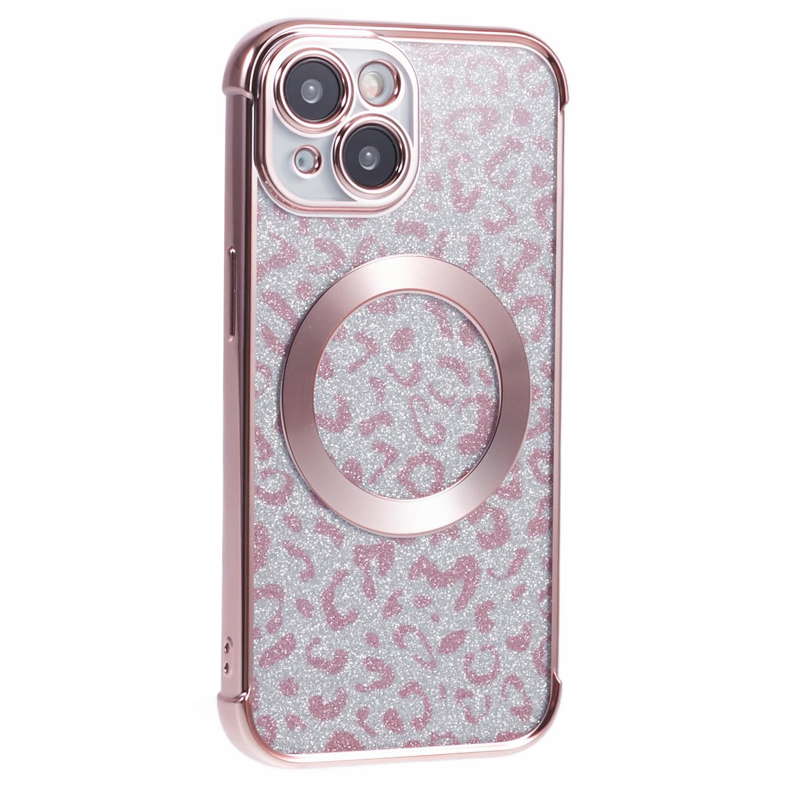 HRF Series for iPhone 13 Magnetic Case Leopard Phone TPU Cover Electroplating Edge