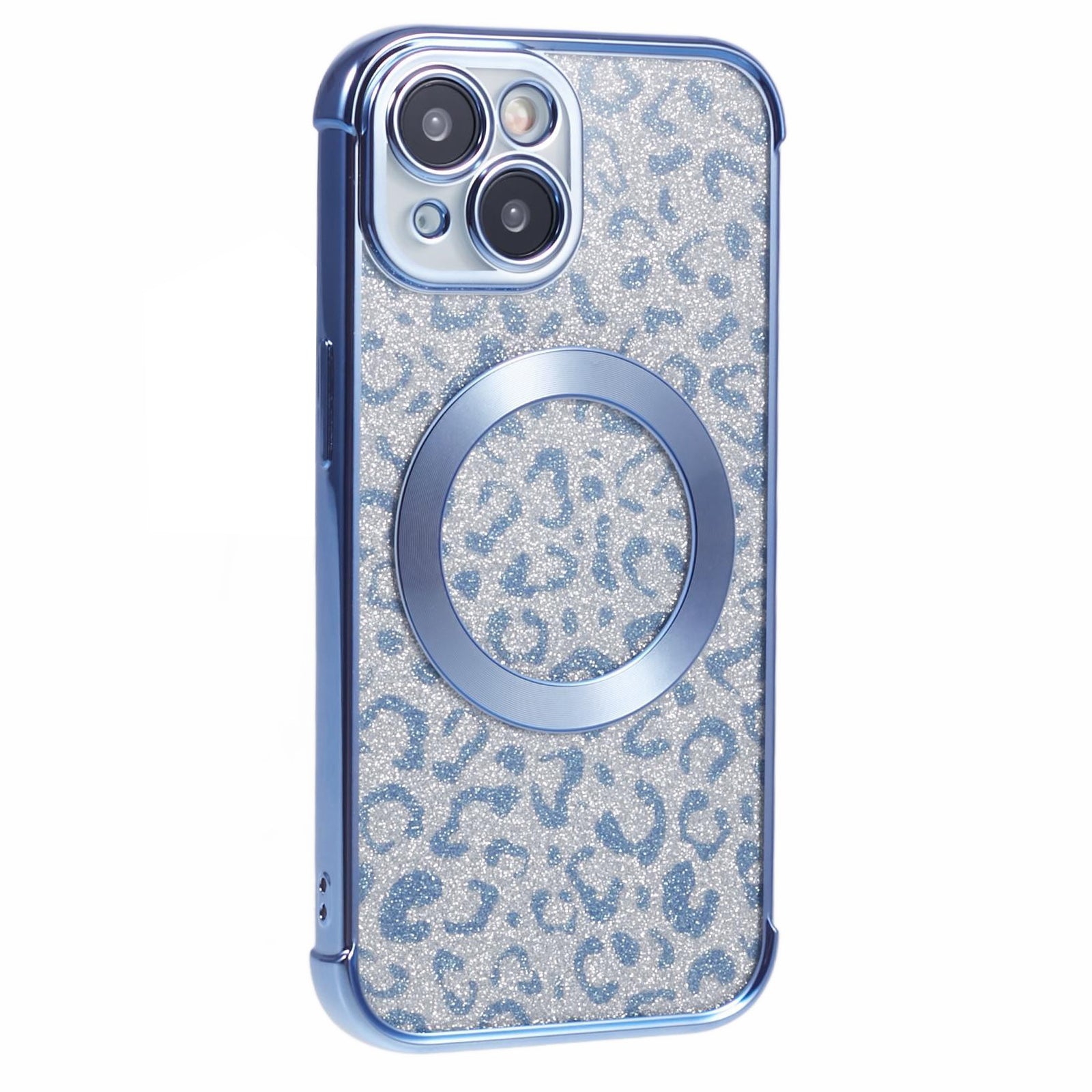 HRF Series for iPhone 13 Magnetic Case Leopard Phone TPU Cover Electroplating Edge