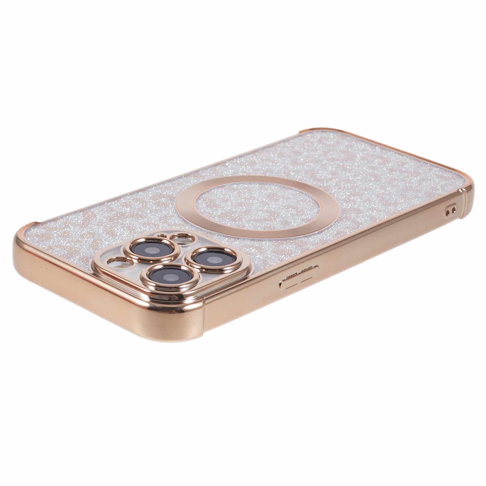 HRF Series for iPhone 13 Pro TPU Case Glitter Leopard Electroplating Magnetic Phone Cover