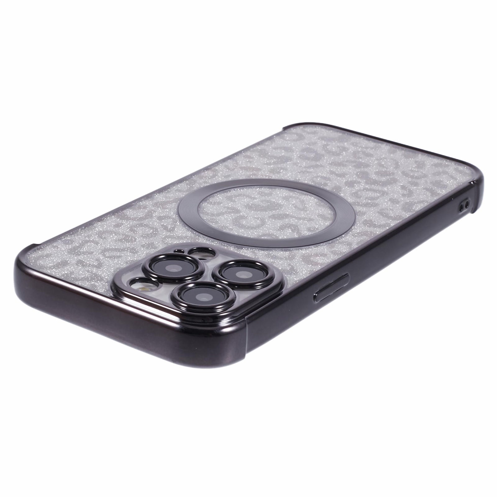 HRF Series for iPhone 13 Pro Max Case Electroplating TPU Magnetic Phone Cover Leopard Pattern