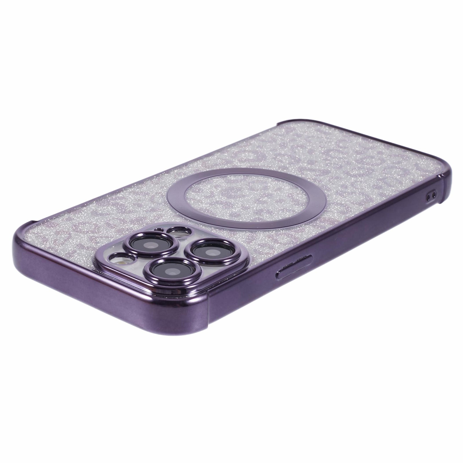 HRF Series for iPhone 14 Pro TPU Case Compatible with MagSafe Electroplating Leopard Phone Cover
