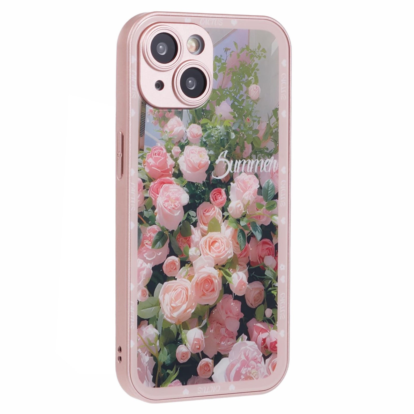 KYW Series for iPhone 15 Case Tempered Glass+PC Back Floral Pattern Phone Cover