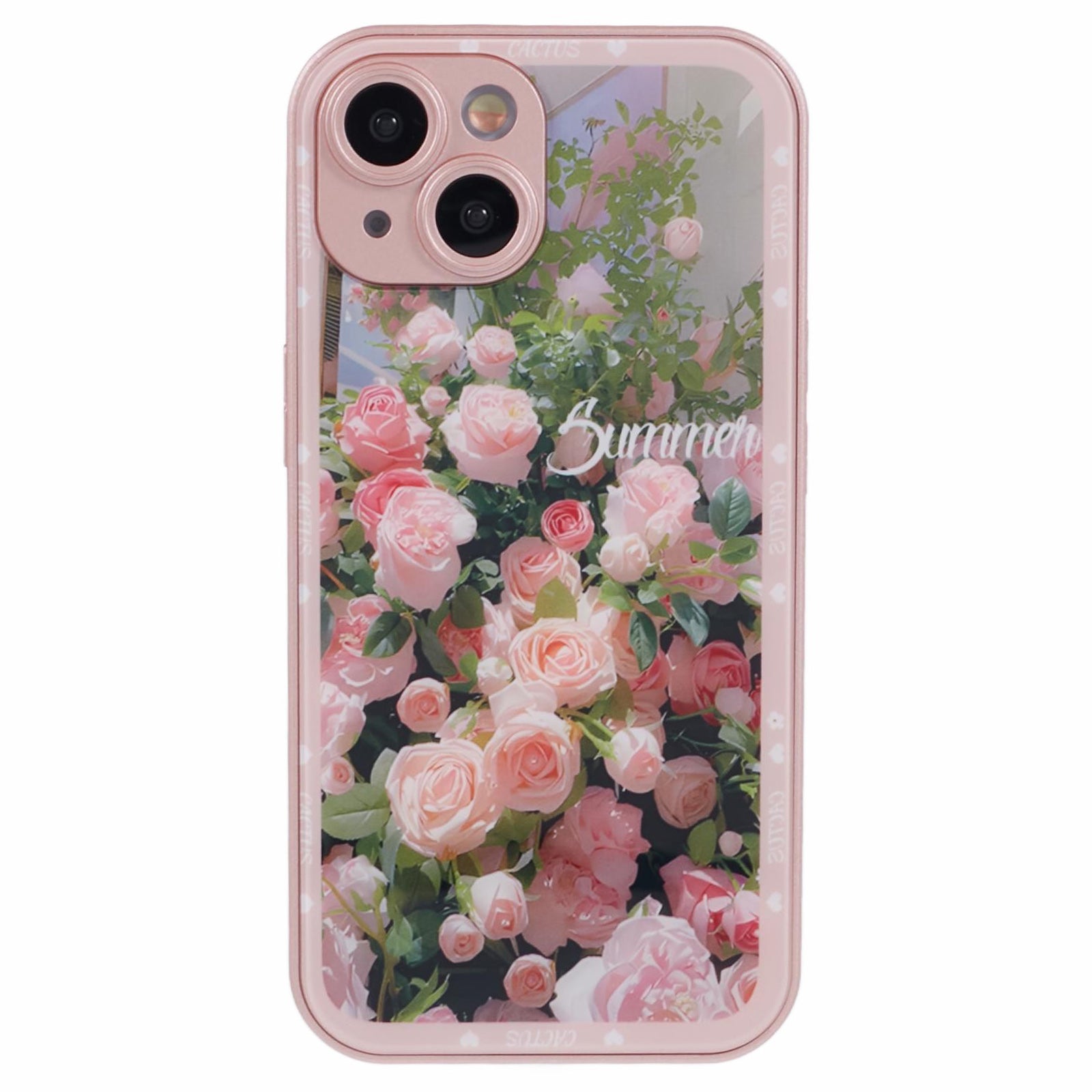 KYW Series for iPhone 15 Case Tempered Glass+PC Back Floral Pattern Phone Cover