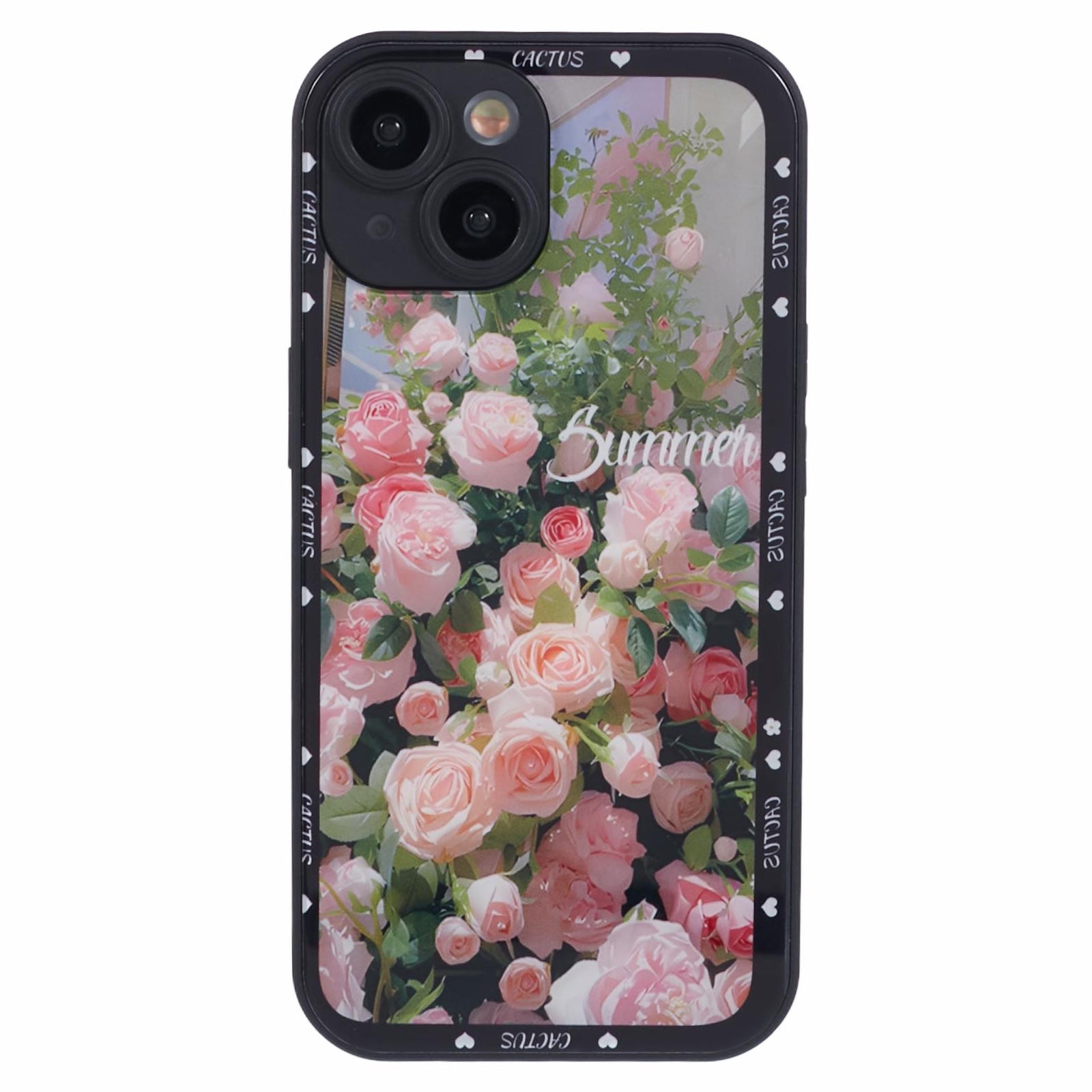 KYW Series for iPhone 13 Case Tempered Glass+PC+TPU Shockproof Phone Cover Floral Flower Pattern