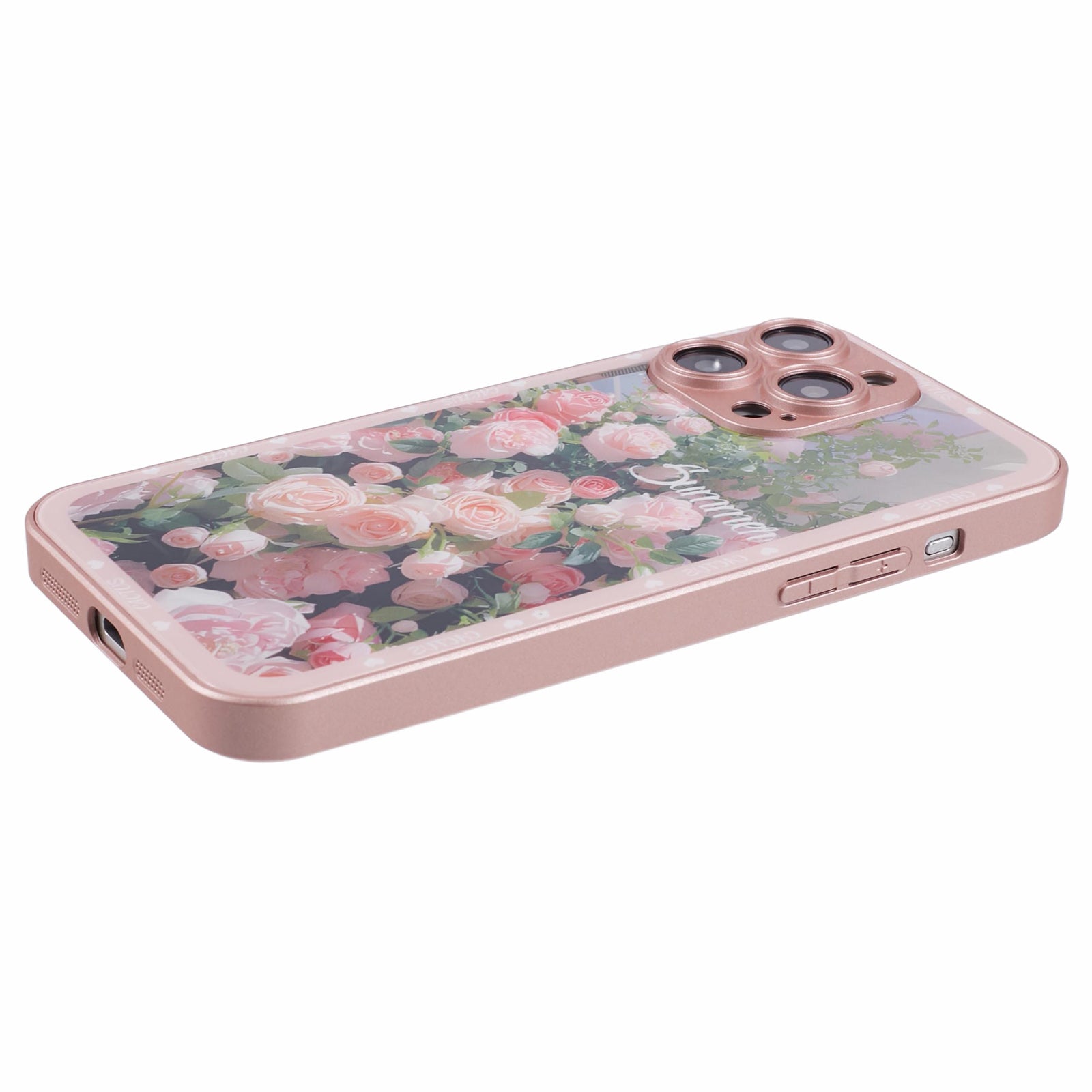 KYW Series for iPhone 12 Pro Max Case Flower Printing Tempered Glass+PC Back Phone Cover